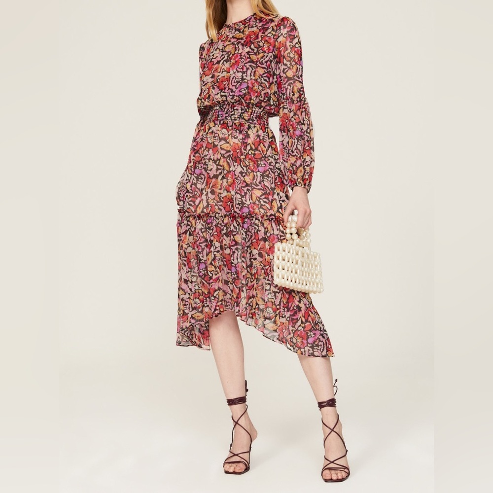 Misa Los Angeles Multicolor Floral Midi Dress